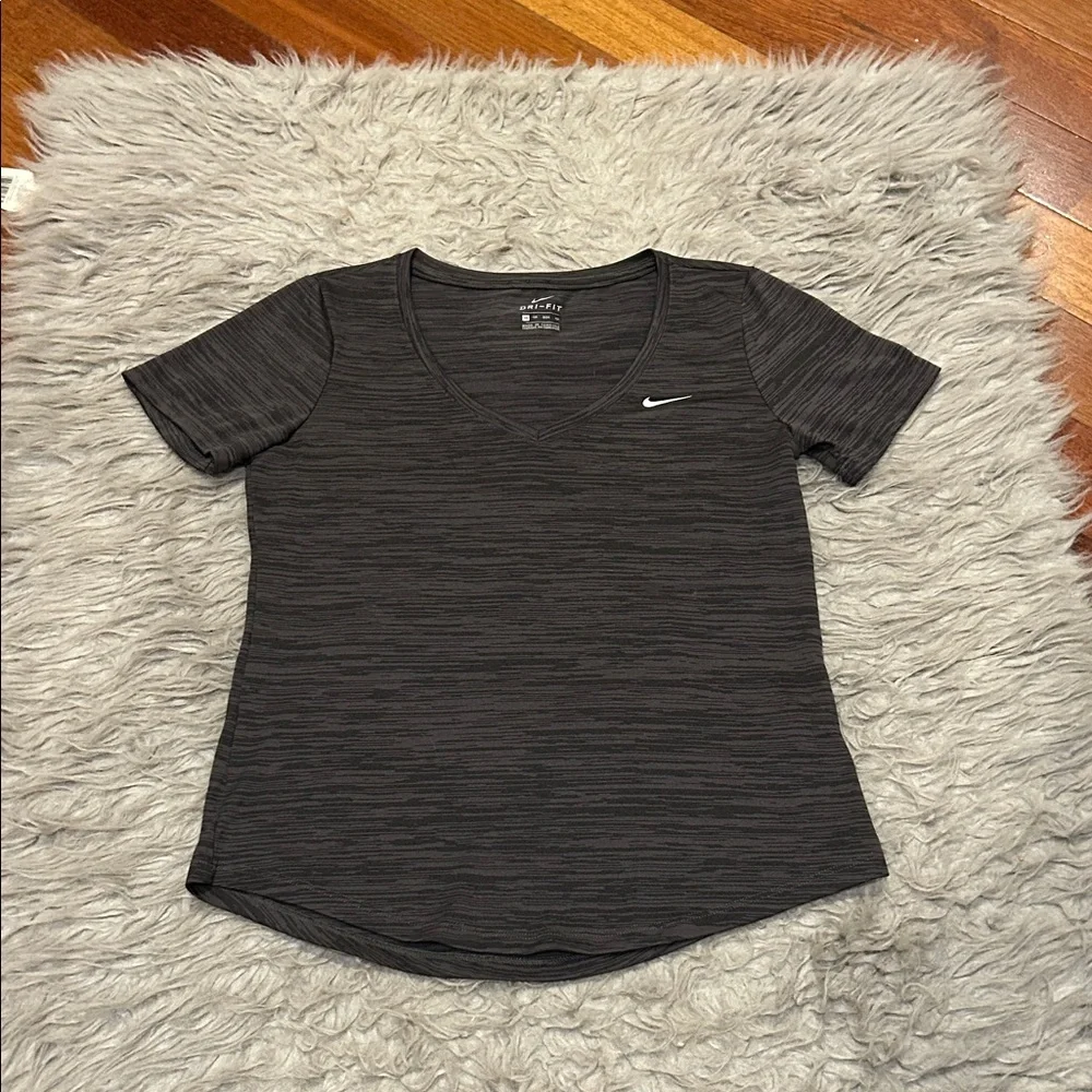 Nike Dri Fit Charcoal Gray‎ Polyester V-Neck Tee